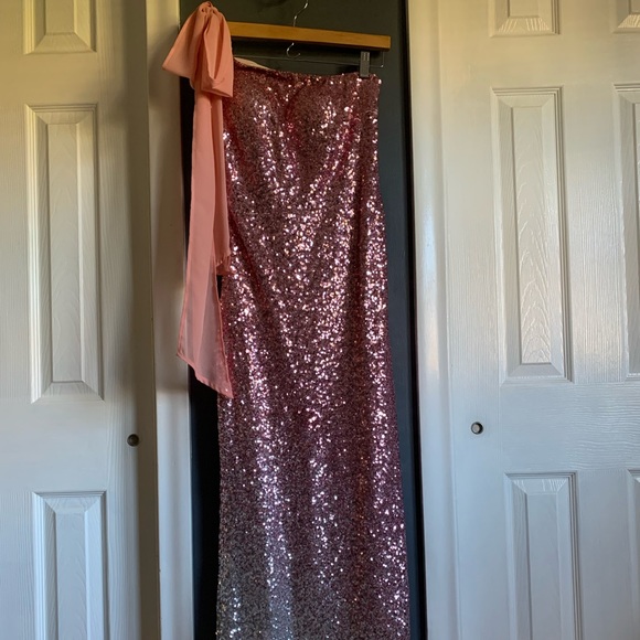 Pink and Silver Ombré Sequin Gown - Picture 3 of 5